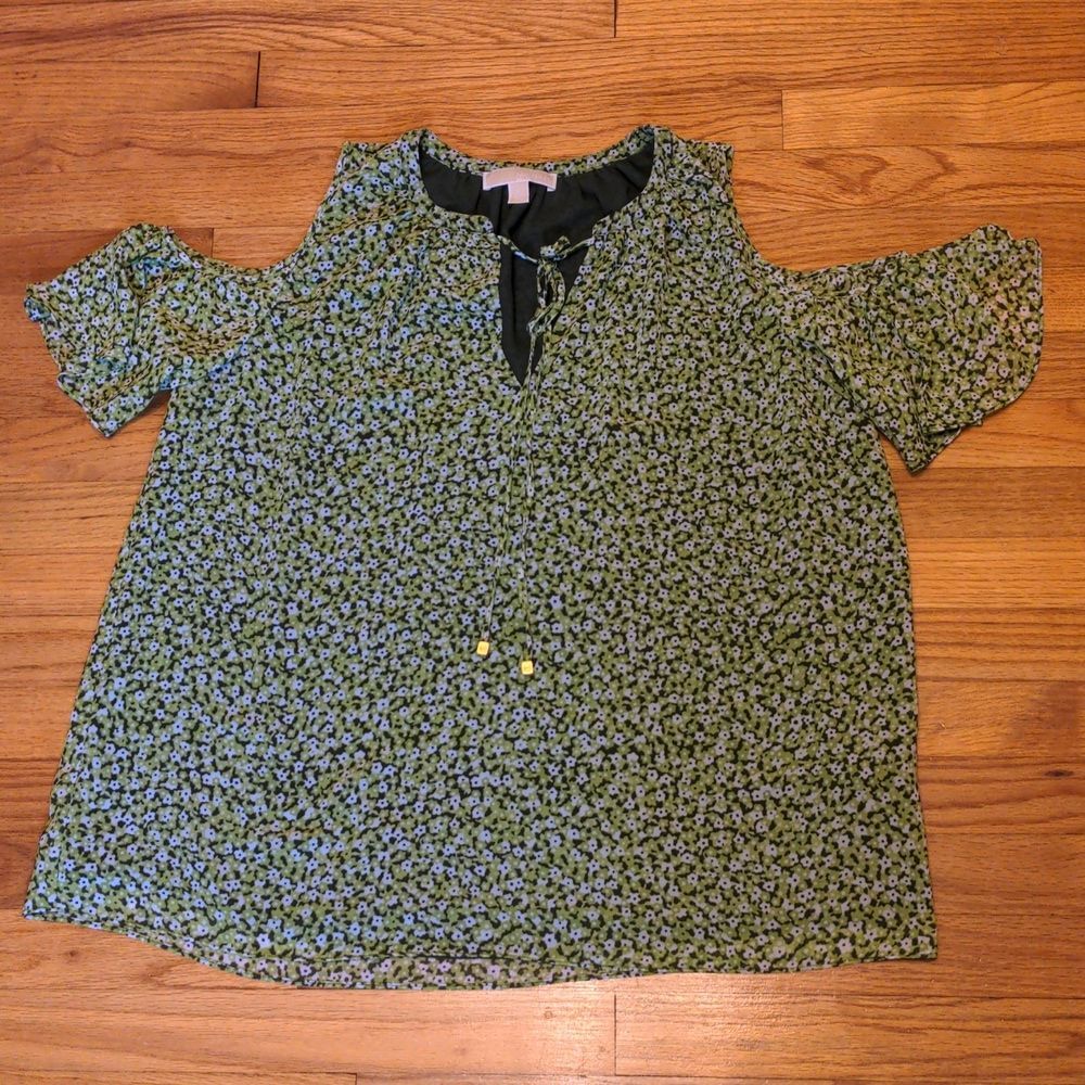 like New Michael Kors Floral Cold Shoulder Blouse